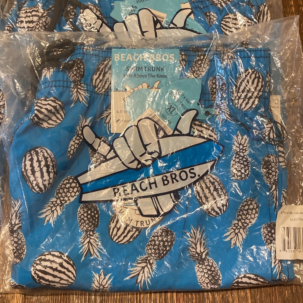 Men’s Beach Bros Swim Trunks Electric Blue Fruit X-Ray NWT XL or XXL Available - Picture 5 of 5